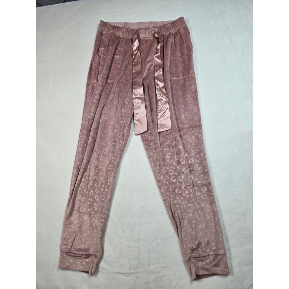 Marilyn Monroe Womens Velvet Leopard Lounge‎ Pants Satin Drawstring Joggers M